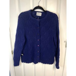 Vintage Billie Jo Blue Lace Scallop Edge Button Down Cardigan